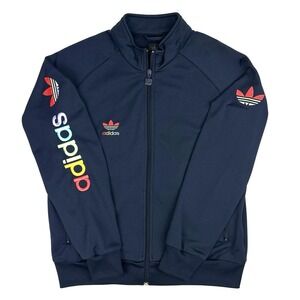 Adidas Vintage Track Jacket Womens Large Warm up Trefoil Logo Embroidered Sleeve